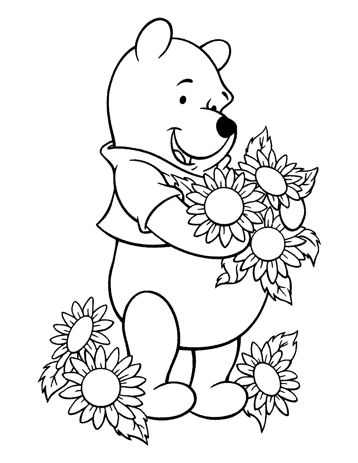 mewarnai winnie the pooh dan bunga  murid 17