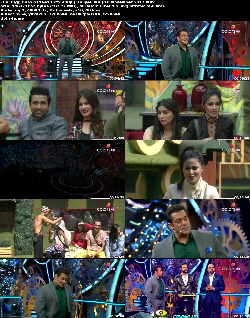 Bigg Boss S11E49 HDTV 190MB 480p 18 November 2017 Download