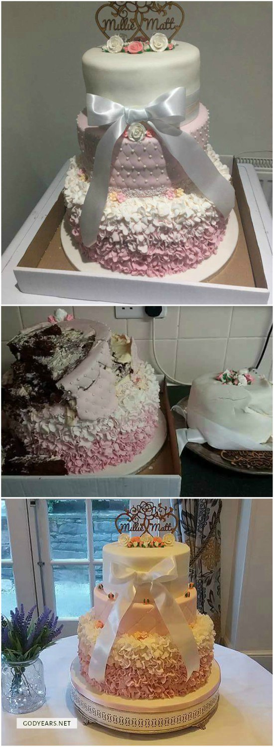 Faith in humanity restored - Millie and Matt were devastated on the eve of their wedding when the wedding cake the bride had made fell to pieces as they were transporting it to the wedding hotel. Expecting to see an alternate cake the next morning, the couple were surprised to find an exact replica of the bride's cake, painstakingly recreated overnight by cake maker Clare Vaz. Clare just happened to be at the hotel coincidentally that day and after hearing of the misfortune, chose to fix the cake for free for a couple she had never met or spoken to.