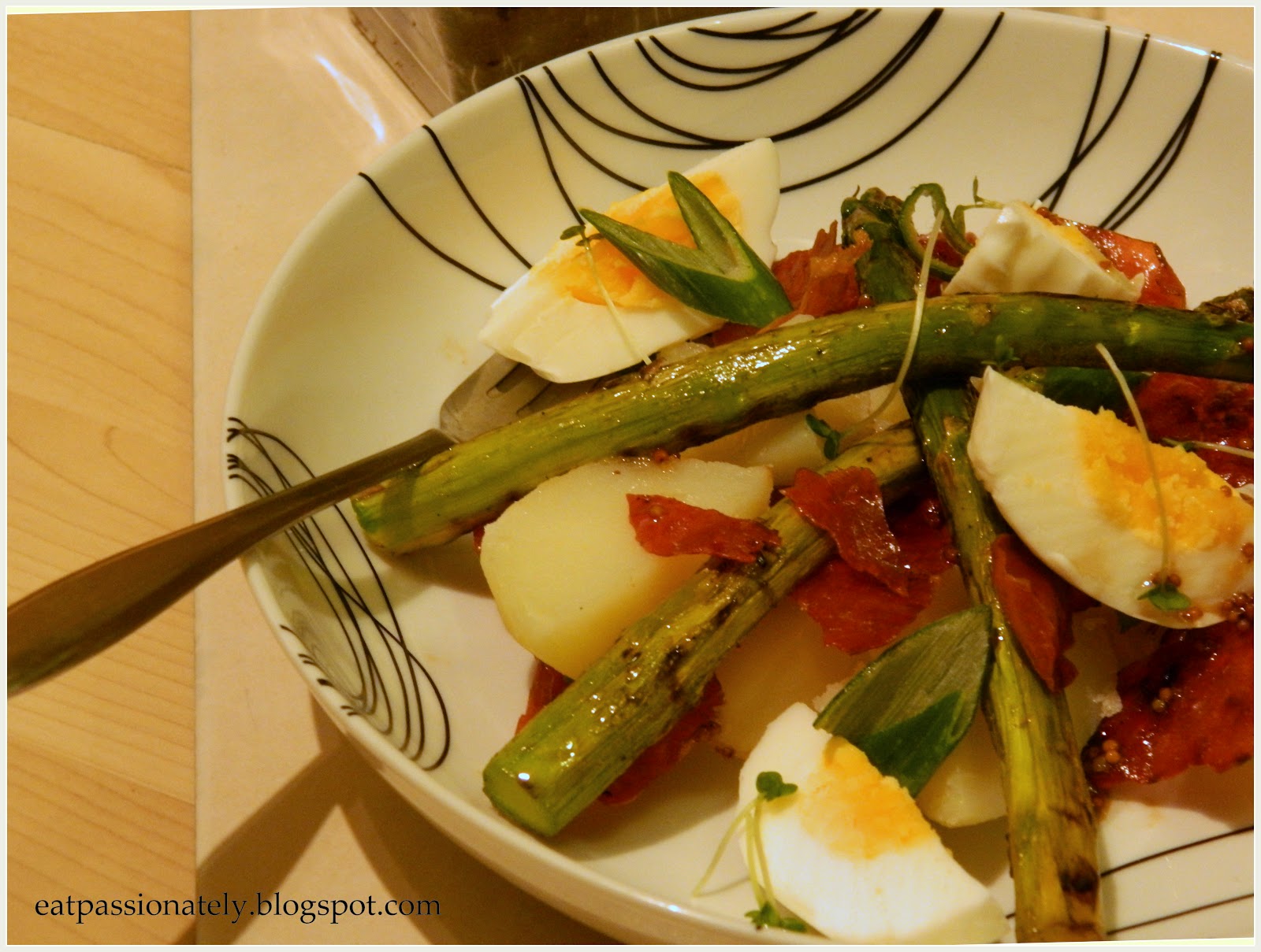Love For Food Grilled asparagus and parma ham salad