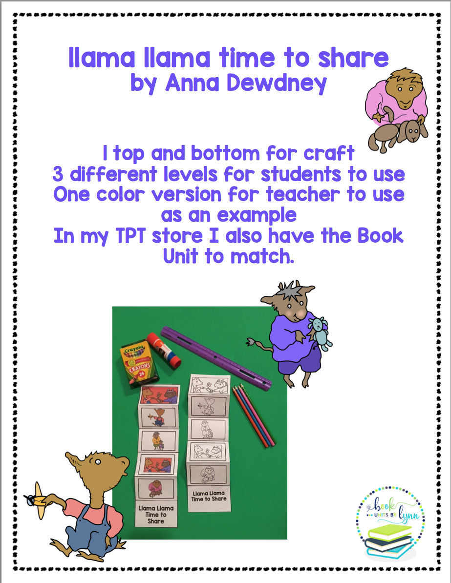 llama llama time to share Book Units by Lynn
