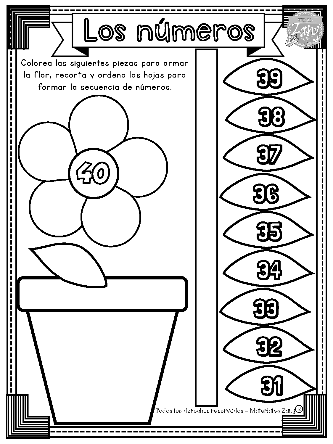 Materiales Zany Flores Con Numeros Del 1 Al 100
