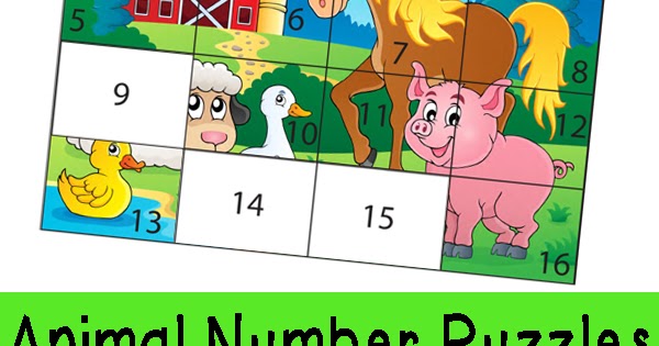 Free Animal Number Puzzles for Kids | Totschooling - Toddler, Preschool