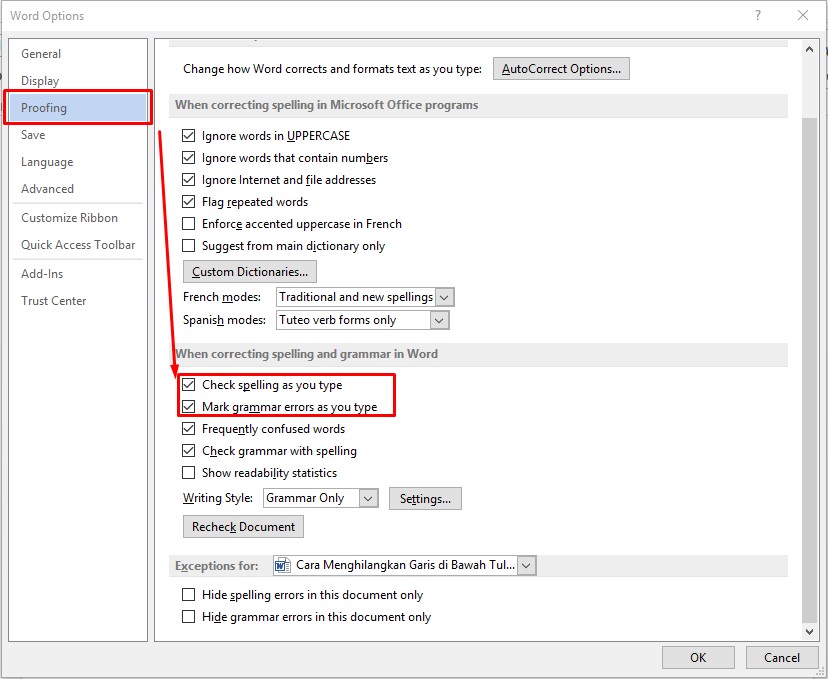 cara menghilangkan garis di bawah tulisan pada ms word di word