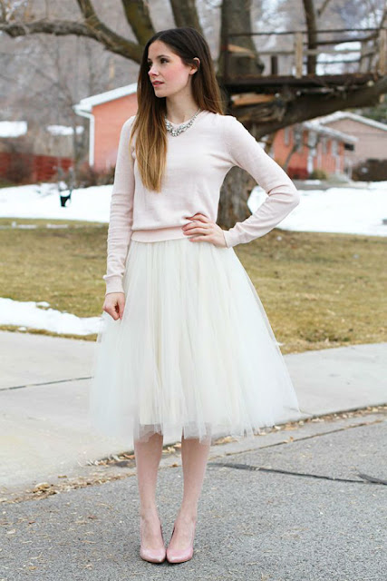 falda color pastel larga