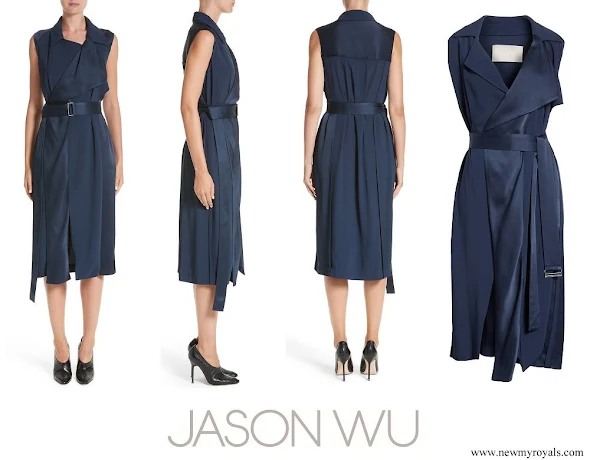 Meghan Markle wore Jason Wu Flared Belted Satin Dress