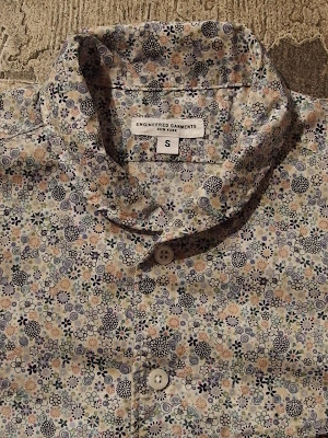 engineered garments lafayette shirt in blue/green floral print