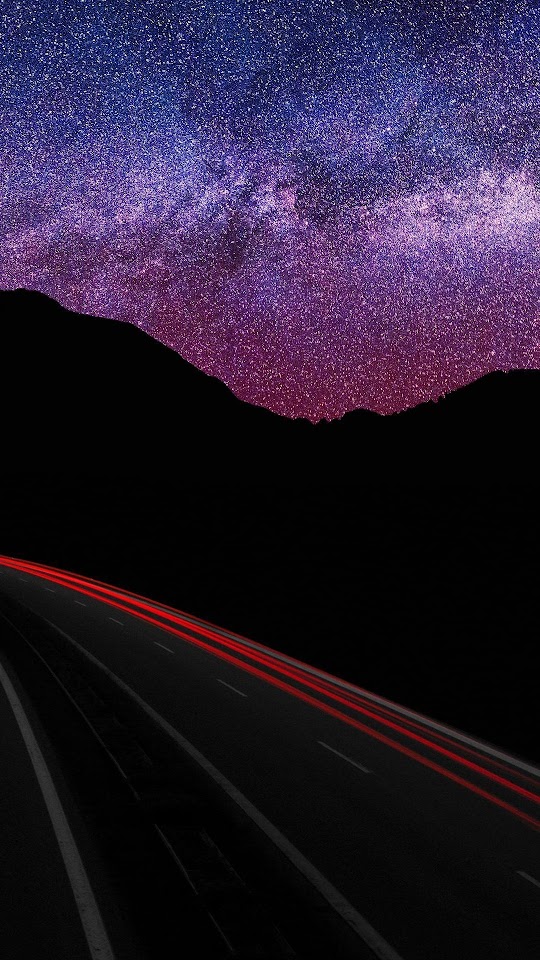 Highway Under The Stars Red Light  Android Best Wallpaper