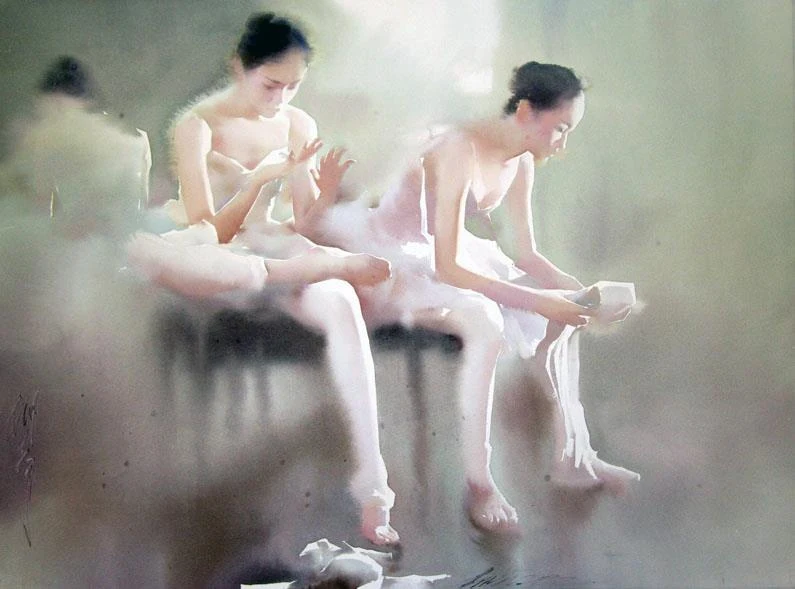 Liu Yi 1958 | Chinese Figurative Watercolour painter | The Ballet dancer