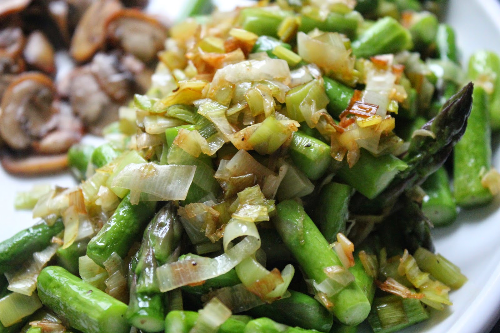Sauteed leeks and asparagus