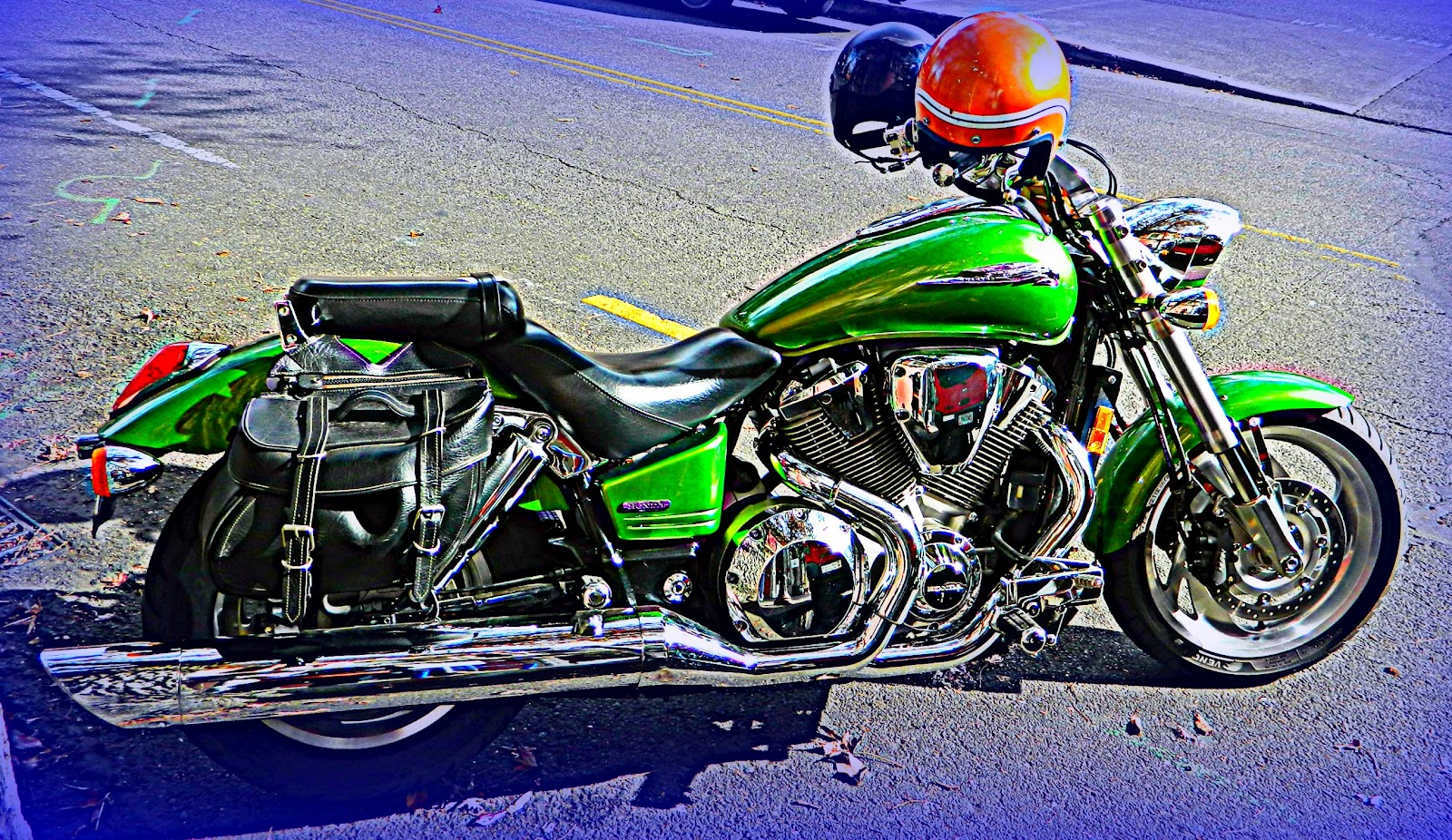 Lexiphoto Green Motorcycle