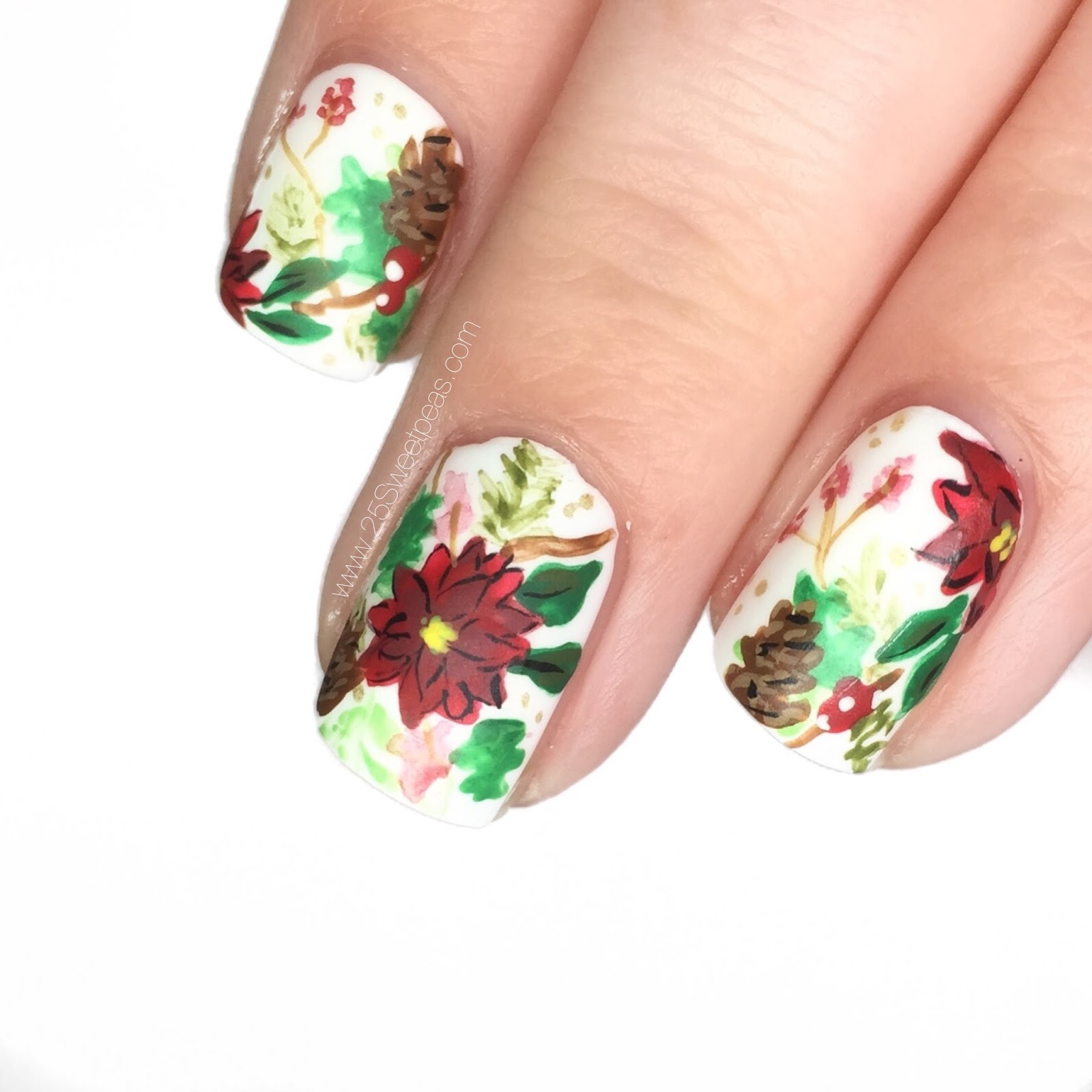 Christmas Floral Poinsettia Nail Art — 25 Sweetpeas