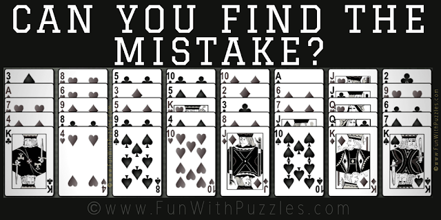 It is Cards Mistake Picture Riddle taken from Golf Solitaire Game in which one has to find the mistake in the puzzle image
