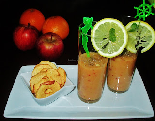 Smoothie de Baobab, Maçã, Laranja e Maca com Snacks de Maçã Golden Sabor Bio