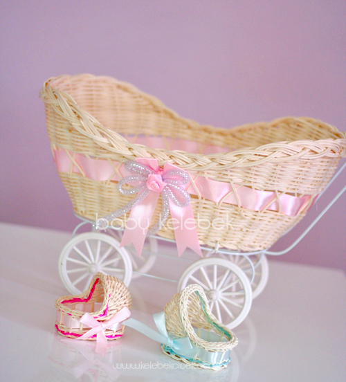 baby kelebek Hasır bebek şekeri sepeti