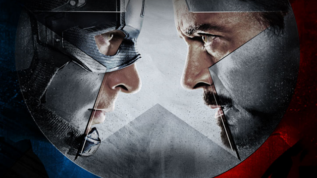Chris Evans y Robert Downey Jr en un poster promocional de Capitán América: Civil War