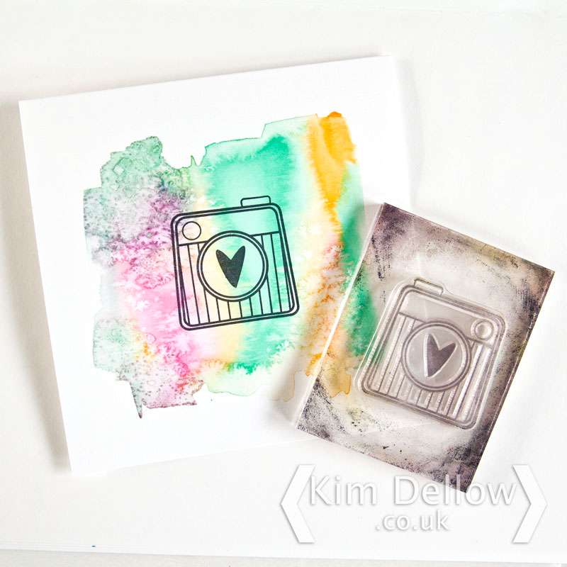 Watercolour background for the retro camera stamp