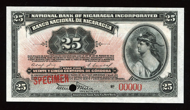 Nicaragua Fractional currency 25 Centavos de Cordoba