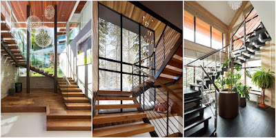 wooden stairs design ideas with railing for home interior decor 2019