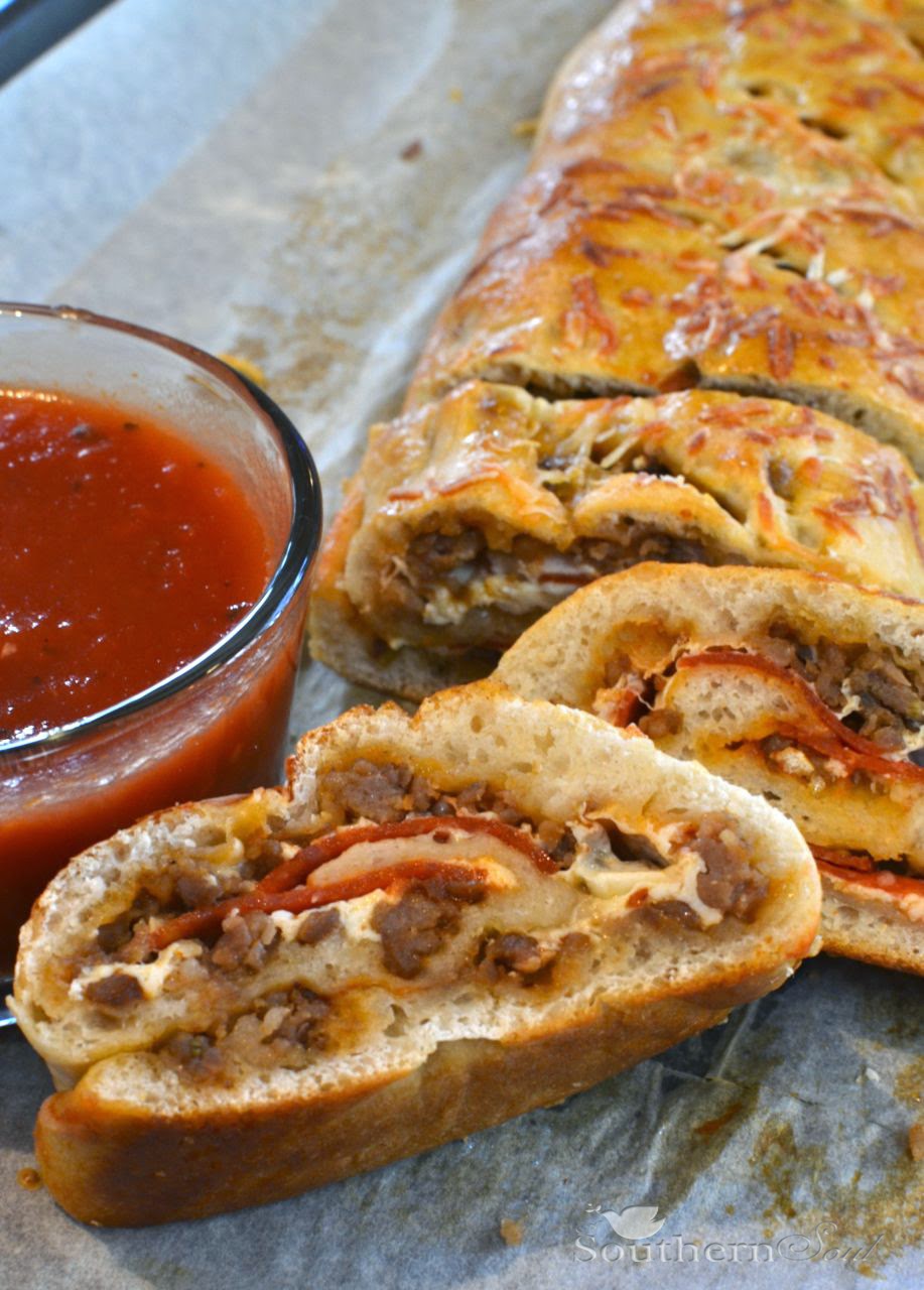 A Southern Soul Sausage & Pepperoni Stromboli