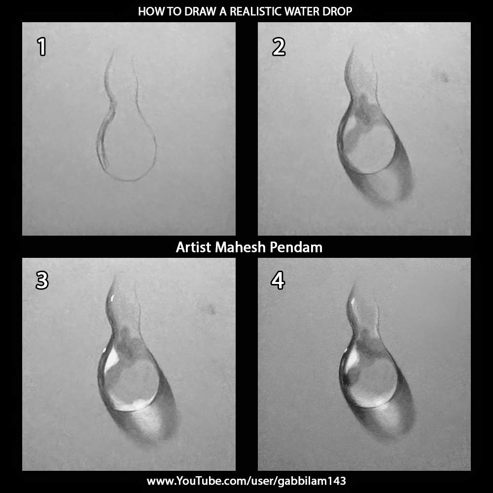 Mahesh Pendam How to Draw a Realistic Water Drop Drawing Phases
