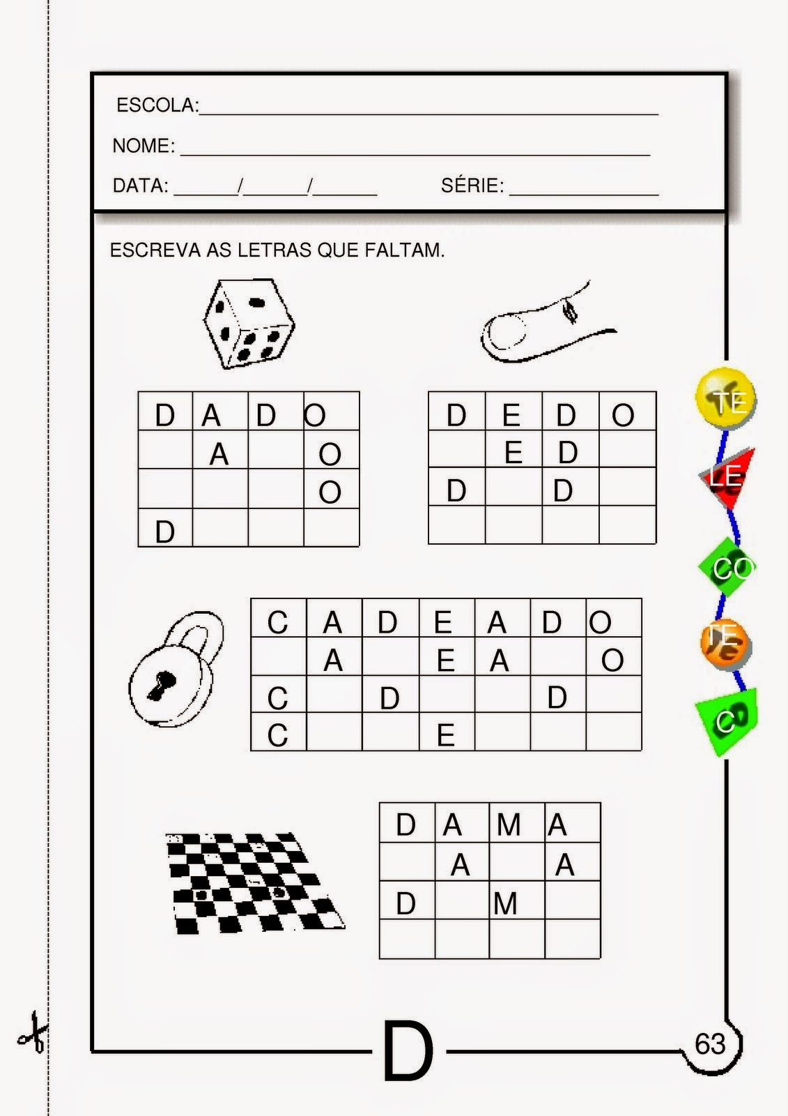 Atividades com a Letra D para Alfabetização Atividades com a Letra D para Alfabetização