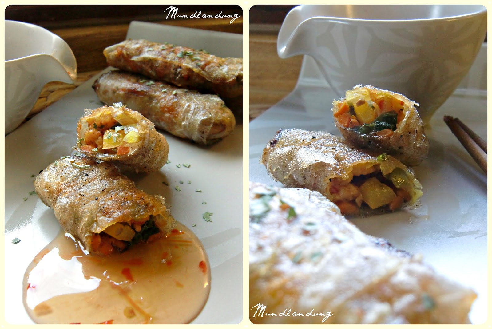 Mundlandung: Frühlingsrollen mit Garnelen Mundlandung: Frühlingsrollen mit Garnelen