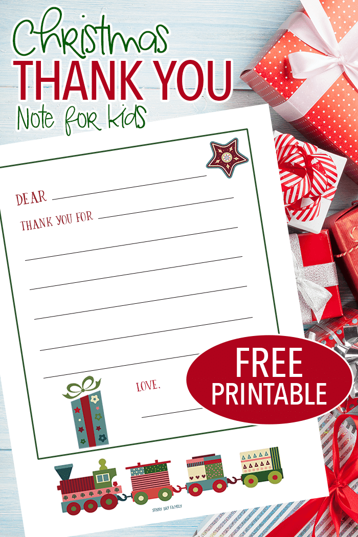 Free Printable Christmas Thank You Notes for Kids | Sunny Day Family