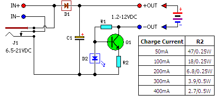 Cheap cost Universal charger for NiCD - NiMH batteries Circuit Diagram