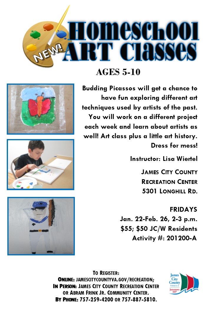 Lisa Wiertel Homeschool Art Classes in Williamsburg starting in January!