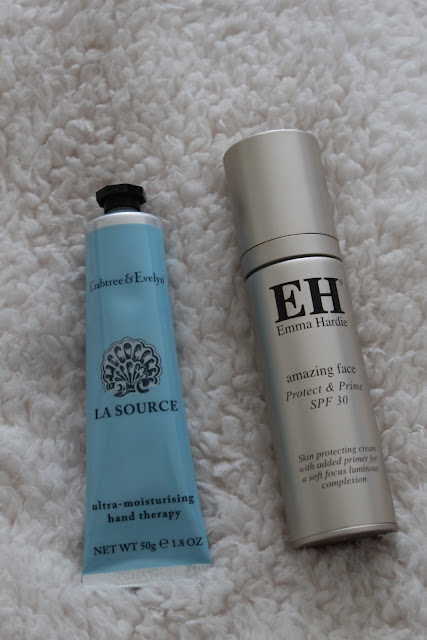 emma hardie, crabtree and evelyn, review, primer, moisturiser, hand cream, protect and prime, space nk, feel unique