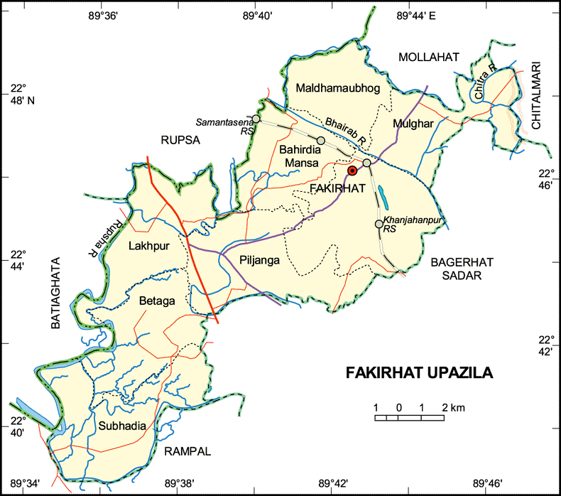 Fakirhat Upazila Map Bagerhat District Bangladesh