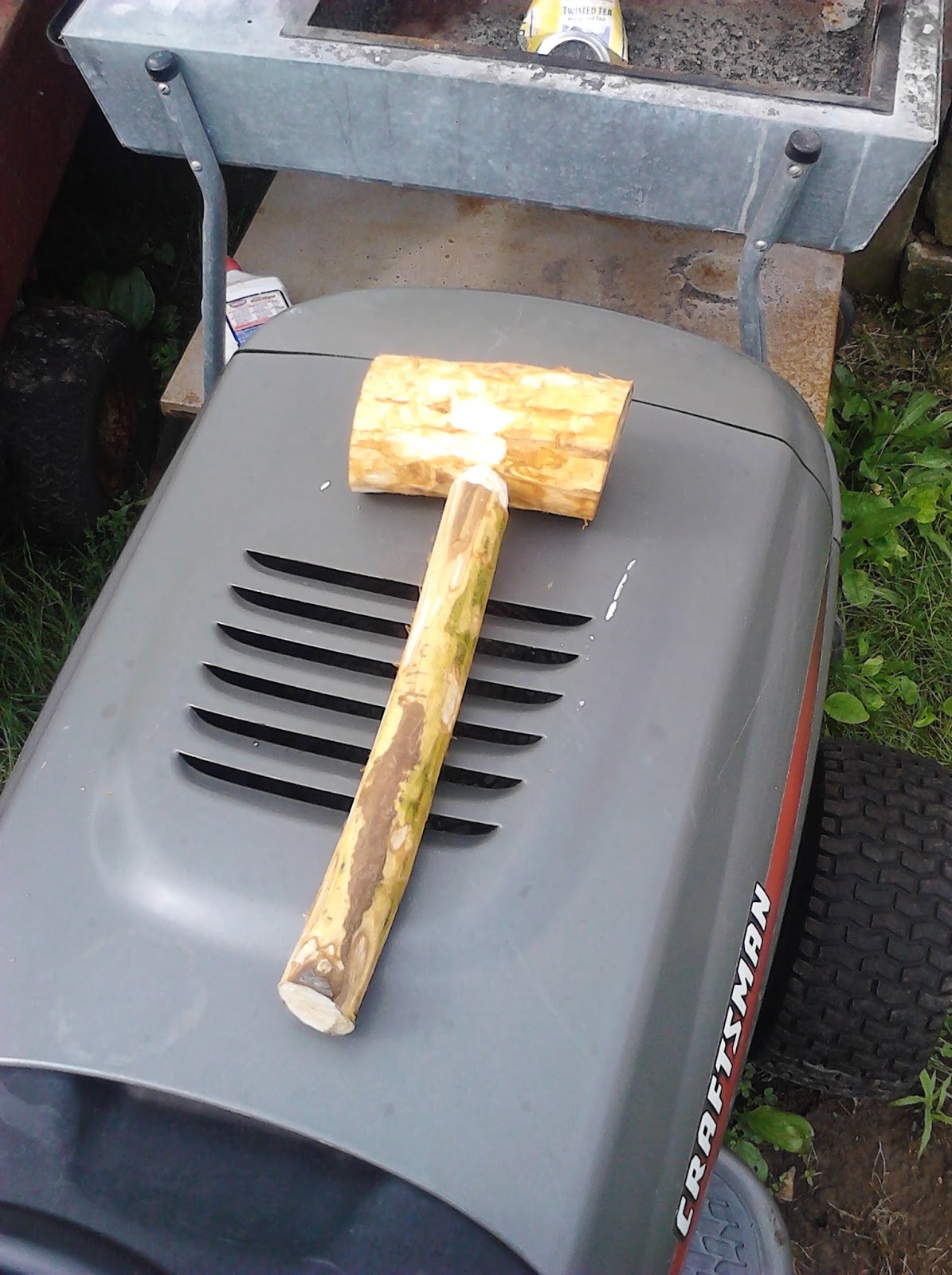 Inside The Inner Halls of Patrick's Mind Green wood wooden hammer