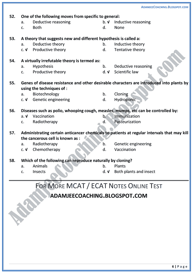 Adamjee Coaching MCAT Biology [Biology and Its Major Fields of
