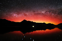 Aurora and the Milky Way Galaxy seen over Queenstown