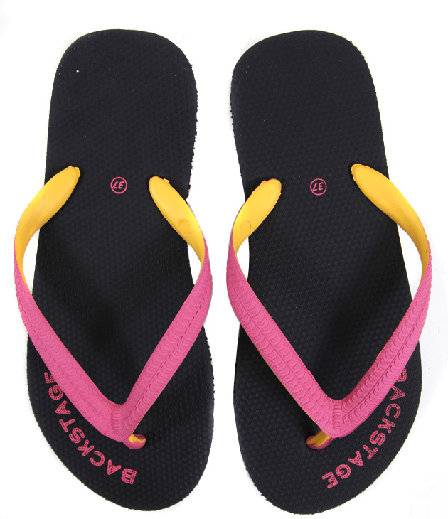 Sri Lanka Flip Flops: Backstage Black Rubber Slippers