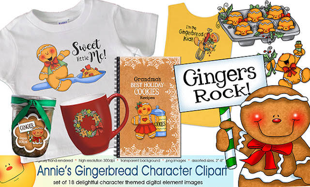 Get Annie Lang's Gingerbread Paper Prints, Gingerbread Cottages and Characters Clip Art