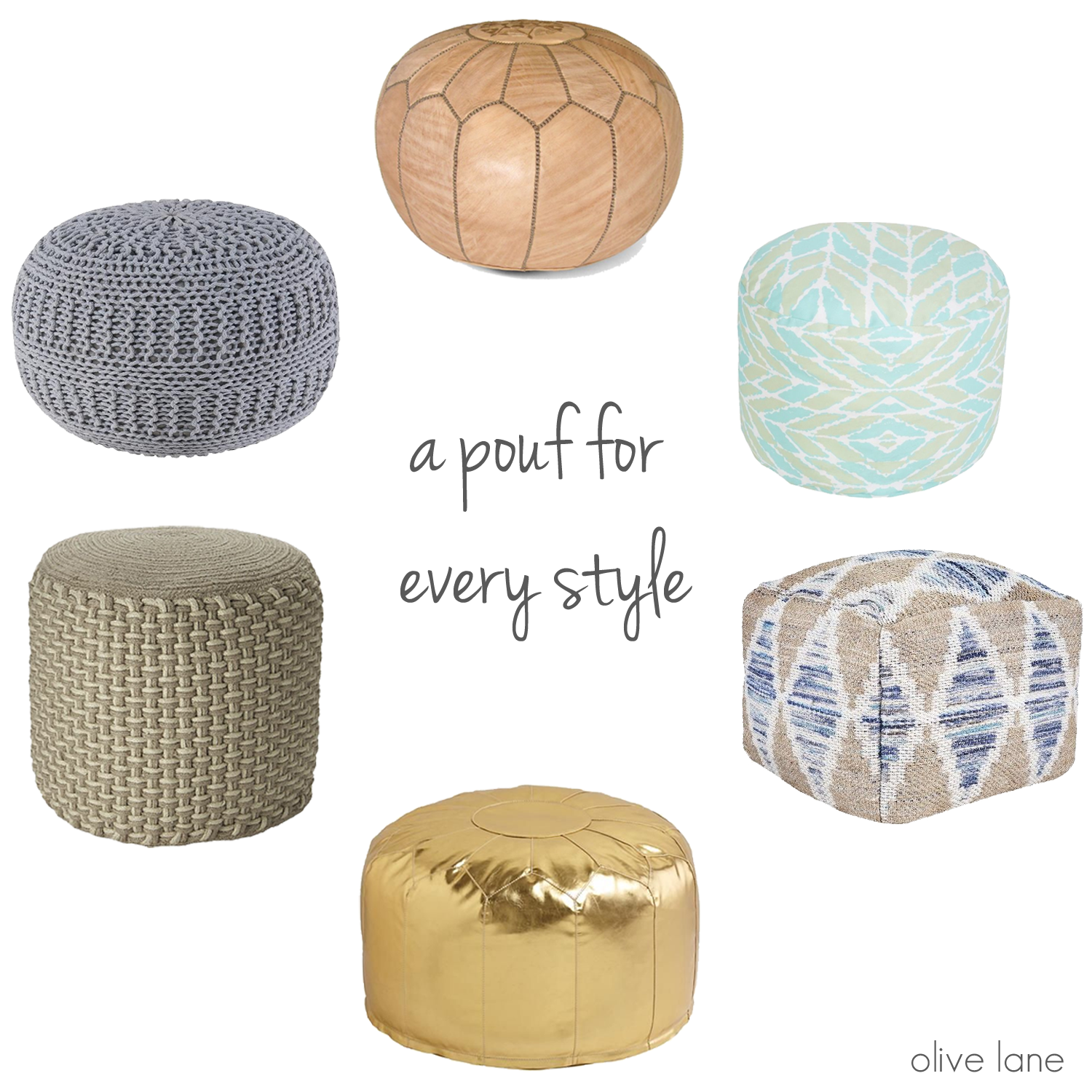 Olive Lane - How to Decorate Using a Pouf www.olivelaneinteriors.com