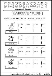 Caligrafando Caligrafando letra F pontilhada