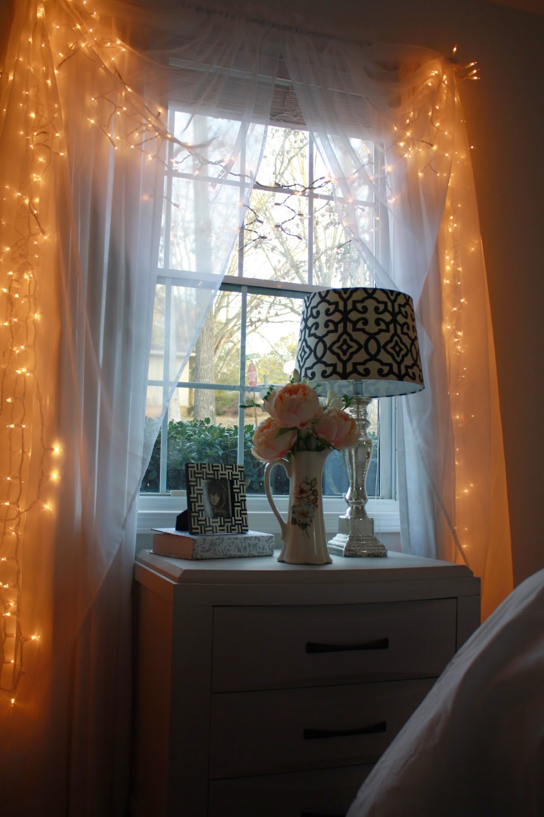 Fairy lights in bedroom