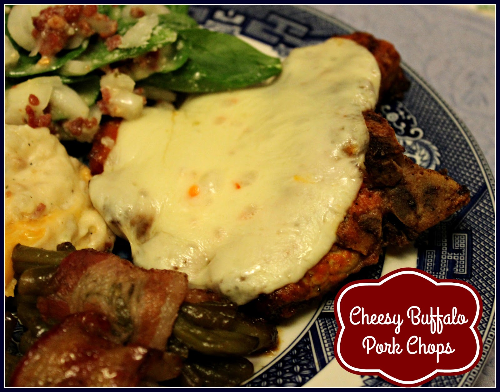 Sweet Tea and Cornbread Cheesy Buffalo Pork Chops!