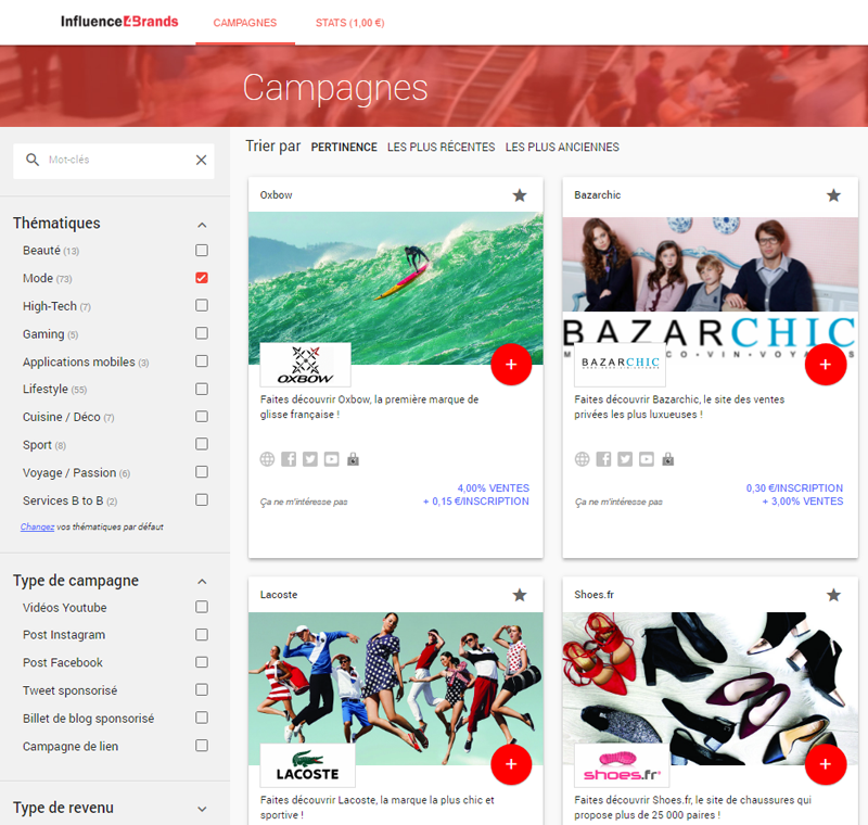 Monétiser son blog et réseaux sociaux avec Influence4brands Monétiser son blog et réseaux sociaux avec Influence4brands