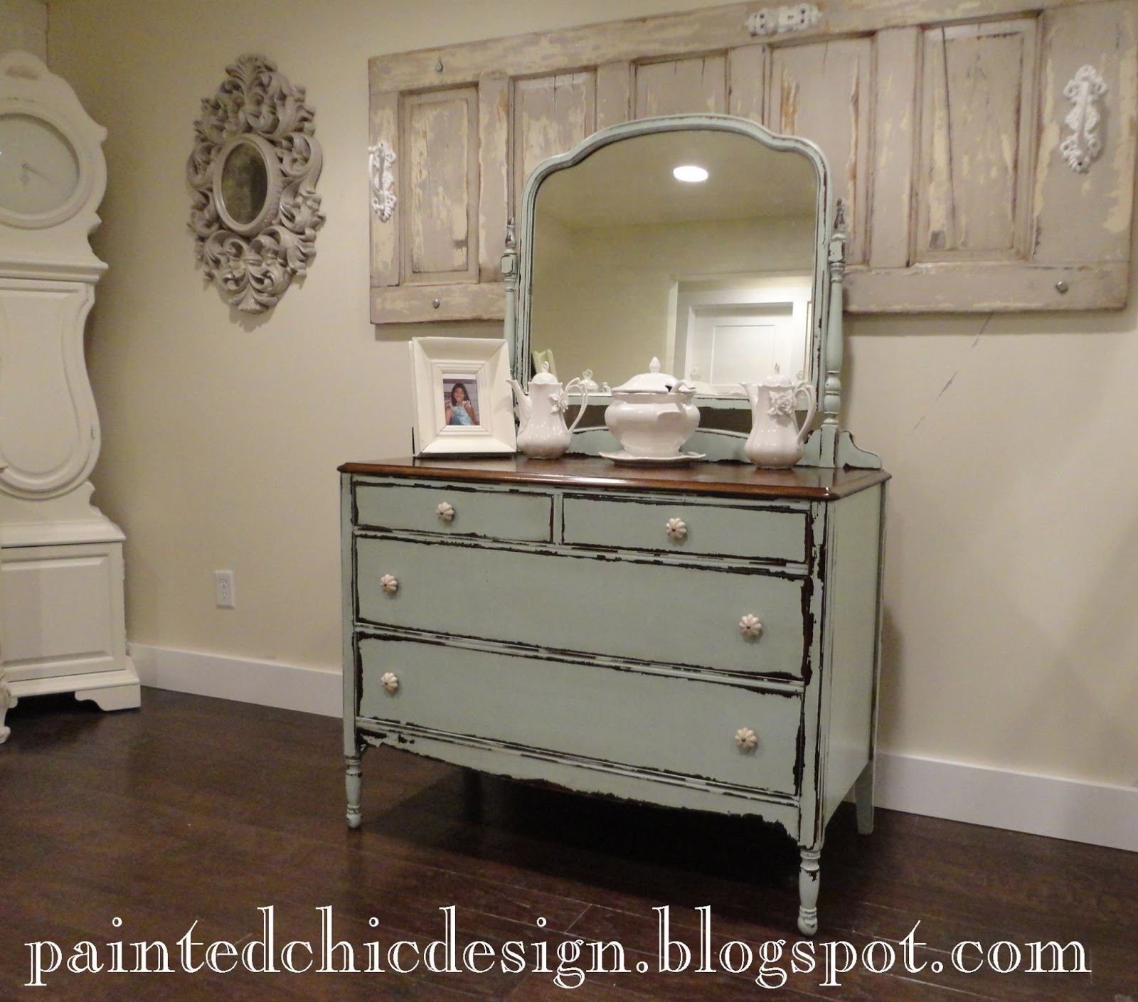 The Painted Chic Design: SOLD Antique Dresser with Mirror