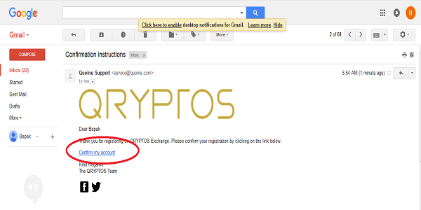Cara Mudah Verifikasi email Akun Qryptos