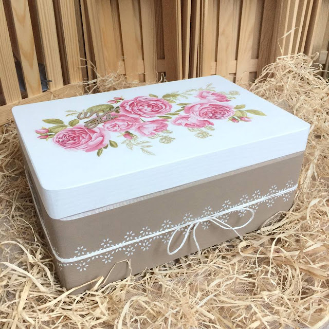pudełko pudełko ozdobione techniką decoupage'u