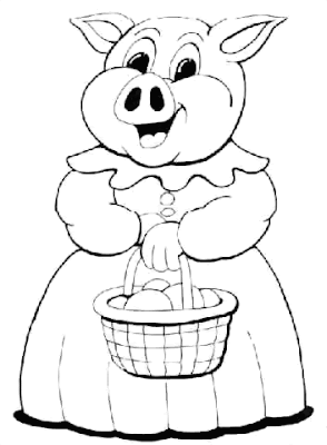 mother pig with baskets
