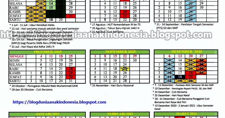 Kalender Pendidikan Kota Tangerang Selatan Provinsi Banten Tahun Pelajaran 2020 2021 Dunia Anak Indonesia