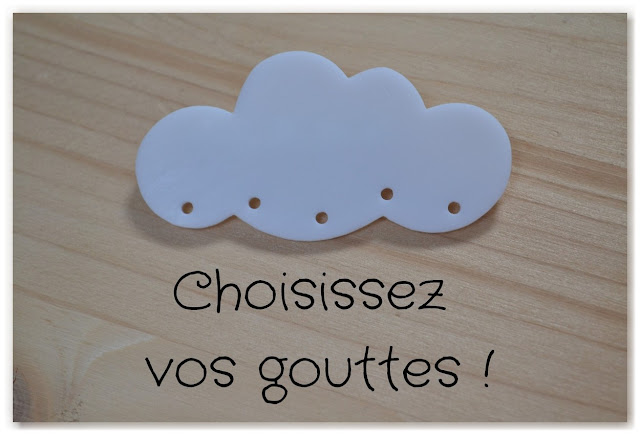 broche nuage à personnaliser avec des gouttes de la couleur de votre choix