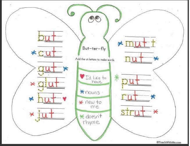 Number Names Worksheets butterfly trace : Classroom Freebies: Word Work With A Butterfly