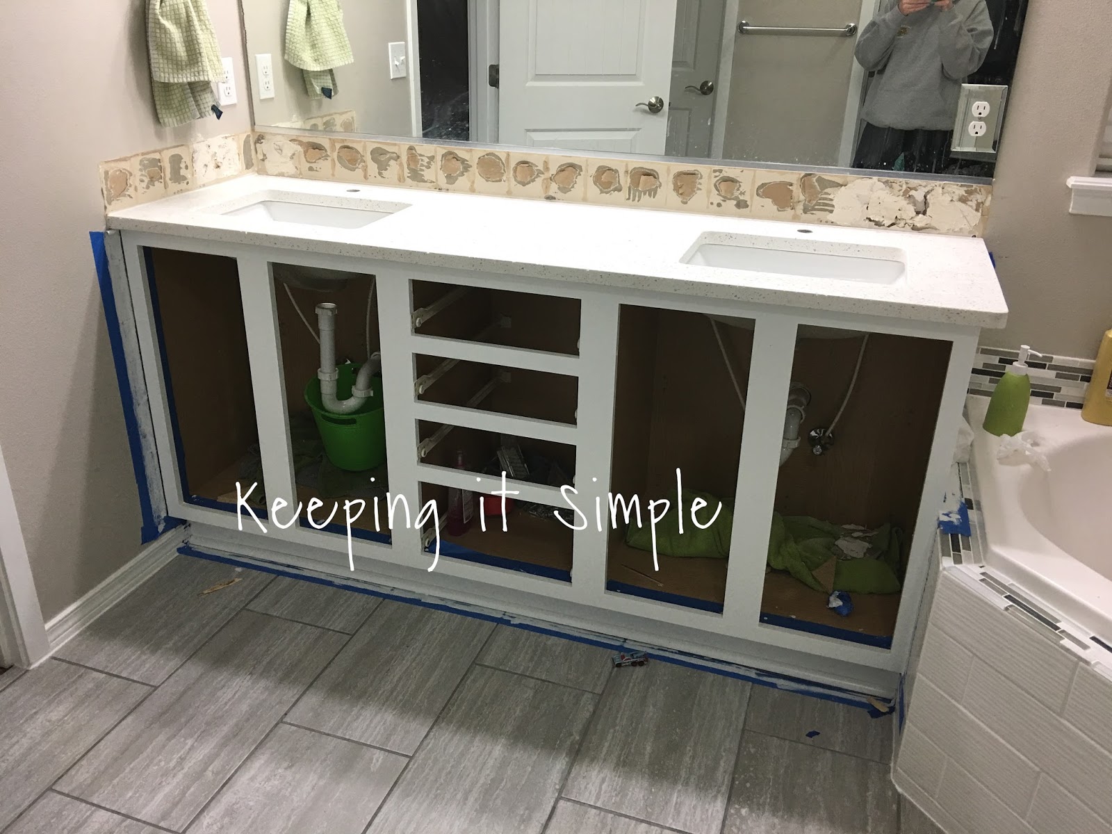 Tips on How to Paint Dark Veneer White {with Iced White Quartz